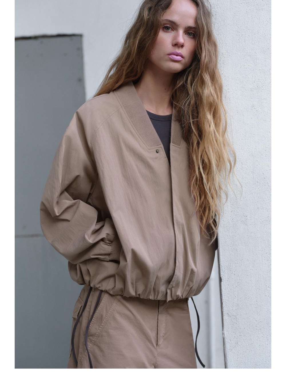 Zara Womens Dusty pink  balloon Bomber Jacket